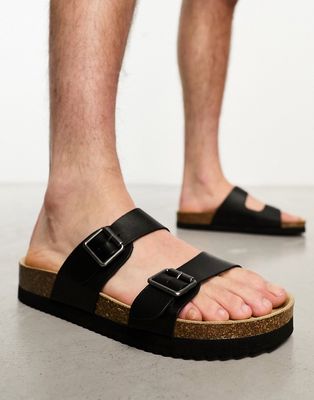 Bershka cross strap sandals in black