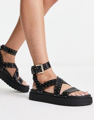 Bershka flatform gladiator sandals in black