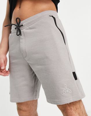 Bershka jersey cargo shorts in gray