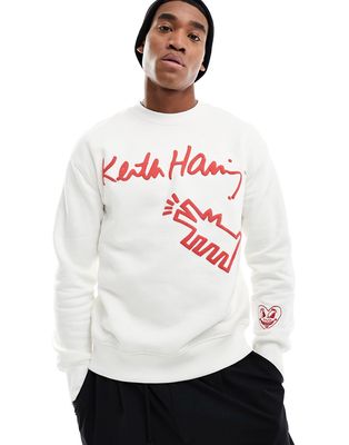 Bershka Keith Haring sweatshirt in white