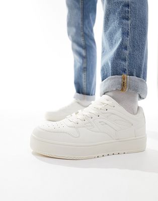 Bershka lace up cut out sneakers in white