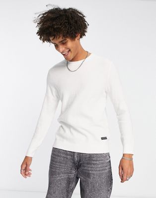 Bershka oversized knit sweater in white