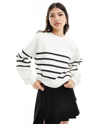 Bershka oversized sweatshirt in black and white stripe