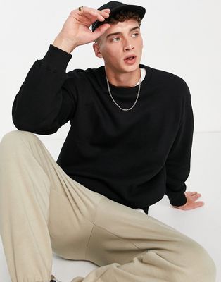 Bershka plain sweatshirt in black