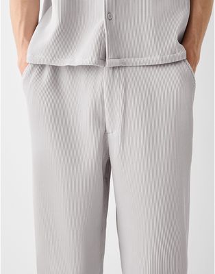 Bershka plisse pants in gray - part of a set