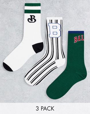 Bershka socks with baseball print in multi