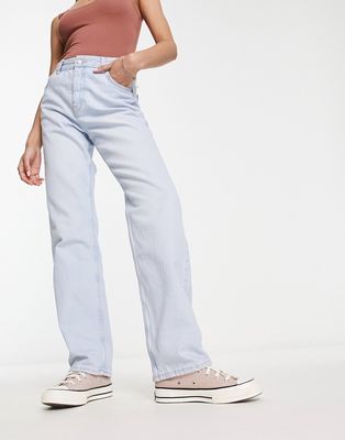 Bershka straight leg jean in bleach blue