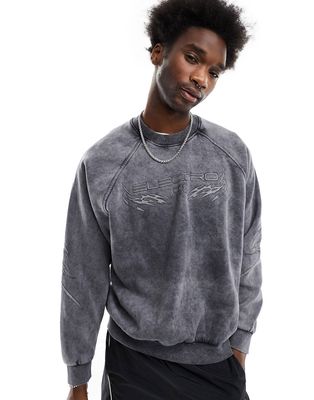 Bershka sweater in washed gray - part of a set-Black