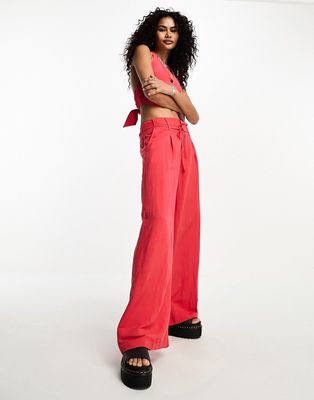 Bershka tailored high waisted pants in red - part of a set