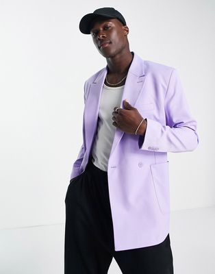 Bershka two button blazer in lilac-Purple