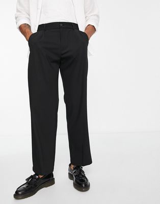 Bershka wide fit tailored pants in black
