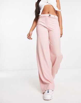 Bershka wide leg tailored pants in dusky pink - part of a set