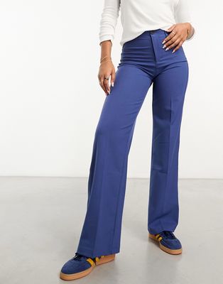 Bershka wide leg tailored pants in dusty blue