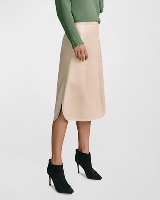 Berta Leather Midi Skirt