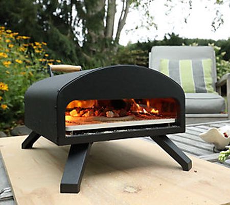 Bertello Outdoor Wood & Gas Fired Pizza Oven w/ Covr,Stone&Peel
