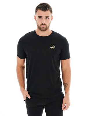 Bertigo Men's Gold Hexagon Graphic T-Shirt in Black