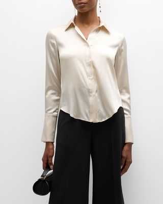 Bessette Stretch Silk Button-Front Shirt