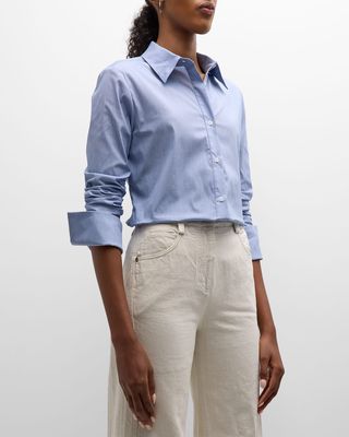 Bessette Superfine Stretch Cotton Button-Front Shirt