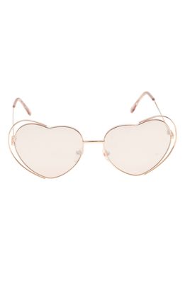 Betsey Johnson 62mm Oversize Tinted Heart Sunglasses in Gold