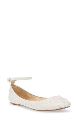 Betsey Johnson Ace Ankle Strap Flat in Ivory