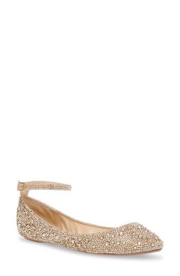 Betsey Johnson Ace Ankle Strap Flat in Light Gold