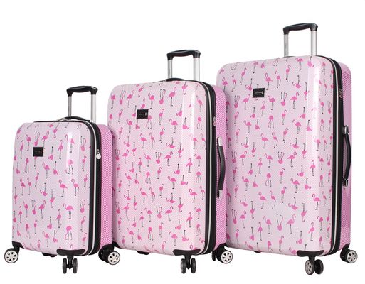 Betsey Johnson Flamingo Strut 3 Pieces Expandable Spinner Set in Multi 30/26/Carry