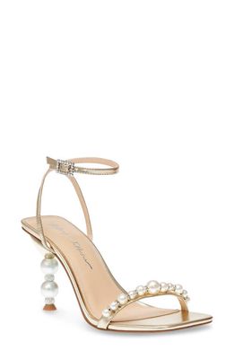 Betsey Johnson Jacy Imitation Pearl Ankle Strap Sandal in Gold 