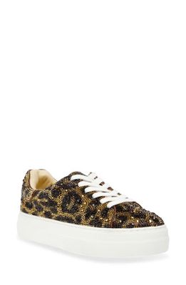 Betsey Johnson Sidny Crystal Pavé Platform Sneaker in Leopard