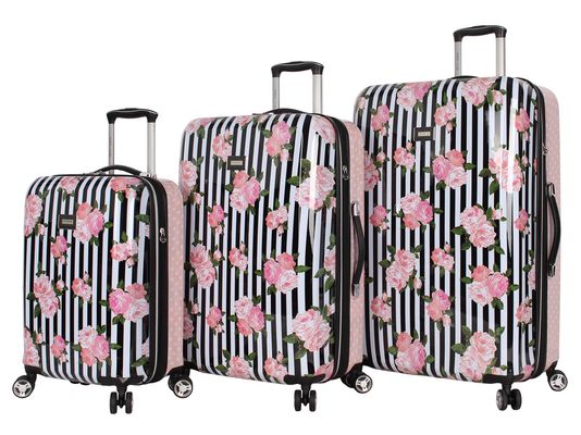 Betsey Johnson Stripe Roses 3 Pieces Expandable Spinner Set in Multi 30/26/Carry
