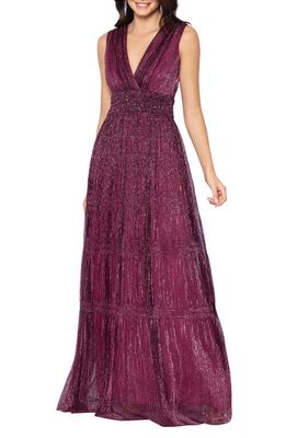 Betsy & Adam Cringle Glitter Gown in Black/Pink