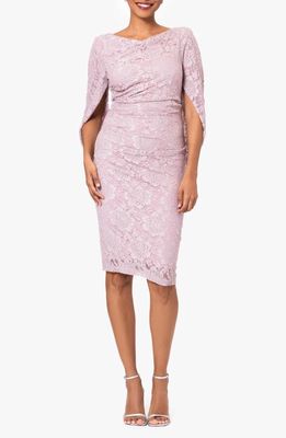 Betsy & Adam Lace Drape Back Cocktail Dress in Rose