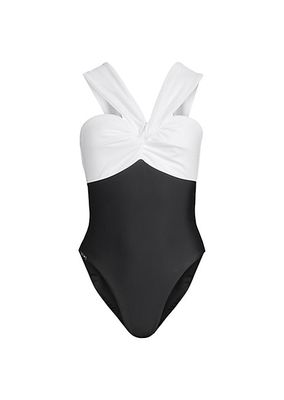 Betsy Colorblock Knotted One-Piece Swimsuit