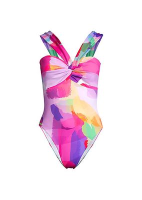 Betsy Rainbow Waterfall Brushstroke One-Piece Swimsuit