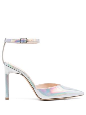 BETTINA VERMILLON 110 mm iridescent effect pumps - Silver