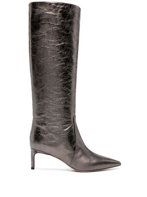 BETTINA VERMILLON knee-lenght calf leather boots - Silver