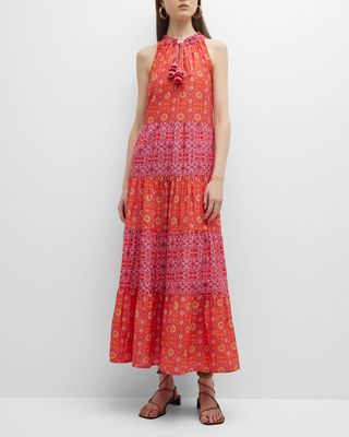 Betty Tiered Mixed-Print Maxi Dress
