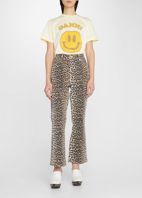 Betzy Leopard Cropped Bootcut Jeans