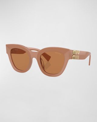 Beveled Brown Acetate & Plastic Cat-Eye Sunglasses