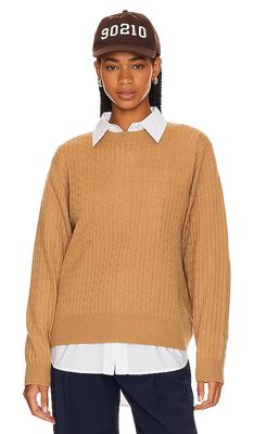BEVERLY HILLS x REVOLVE Cashmere Cropped Cable Crew in Camel