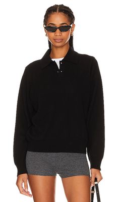 BEVERLY HILLS x REVOLVE Long Sleeve Cashmere Polo in Black