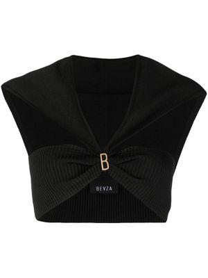 Bevza cut-out knitted crop top - Black