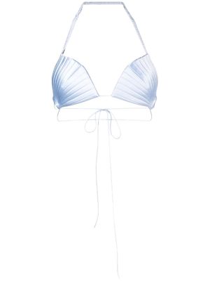 Bevza Mermaid satin-finish bra top - Blue