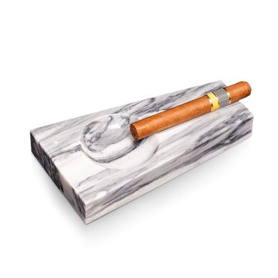 Bey Berk Ashton Marble Single Cigar Ashtray in Grey 8.5 x 4.75 x
