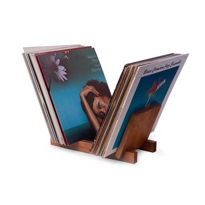 Bey Berk Axel Vinyl Record Storage Holder in Brown 15 x 6.5 x