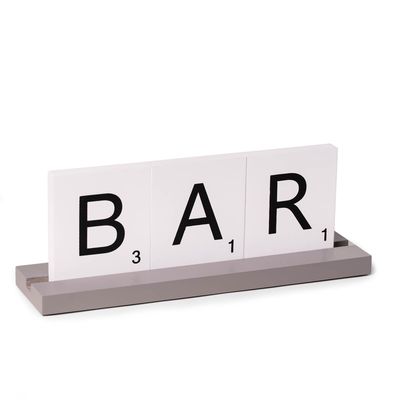 Bey Berk BAR Scrabble Design Sign in White 10.75 x 4 x