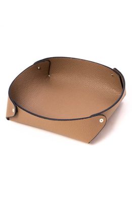 Bey-Berk Catchall Leather Valet Tray in Taupe