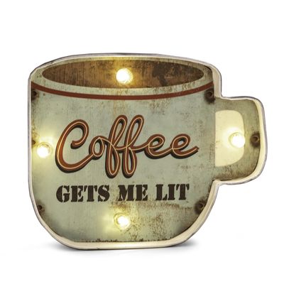 Bey Berk "Coffee Gets Me Lit" Marquee Sign Wall Decor in Multi 8.5 x 7 x