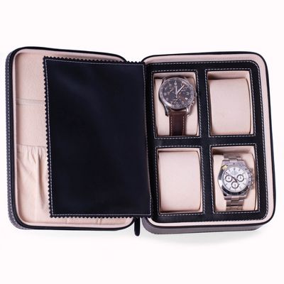 Bey Berk Drake Leather Watch Travel Case in Black 7.75 x 6 x