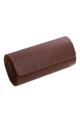 BEY BERK Milani Leather Watch Roll in Brown
