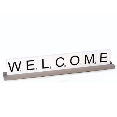 Bey Berk "Welcome" Letter Tile Sign in White 23 x 2.75 x